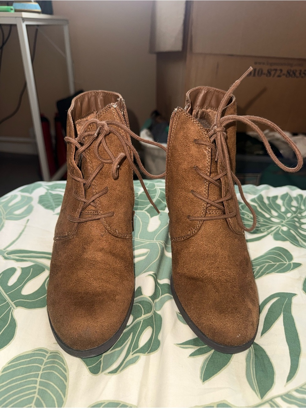 American Rag Tan Suede Lace-Up Ankle Boots